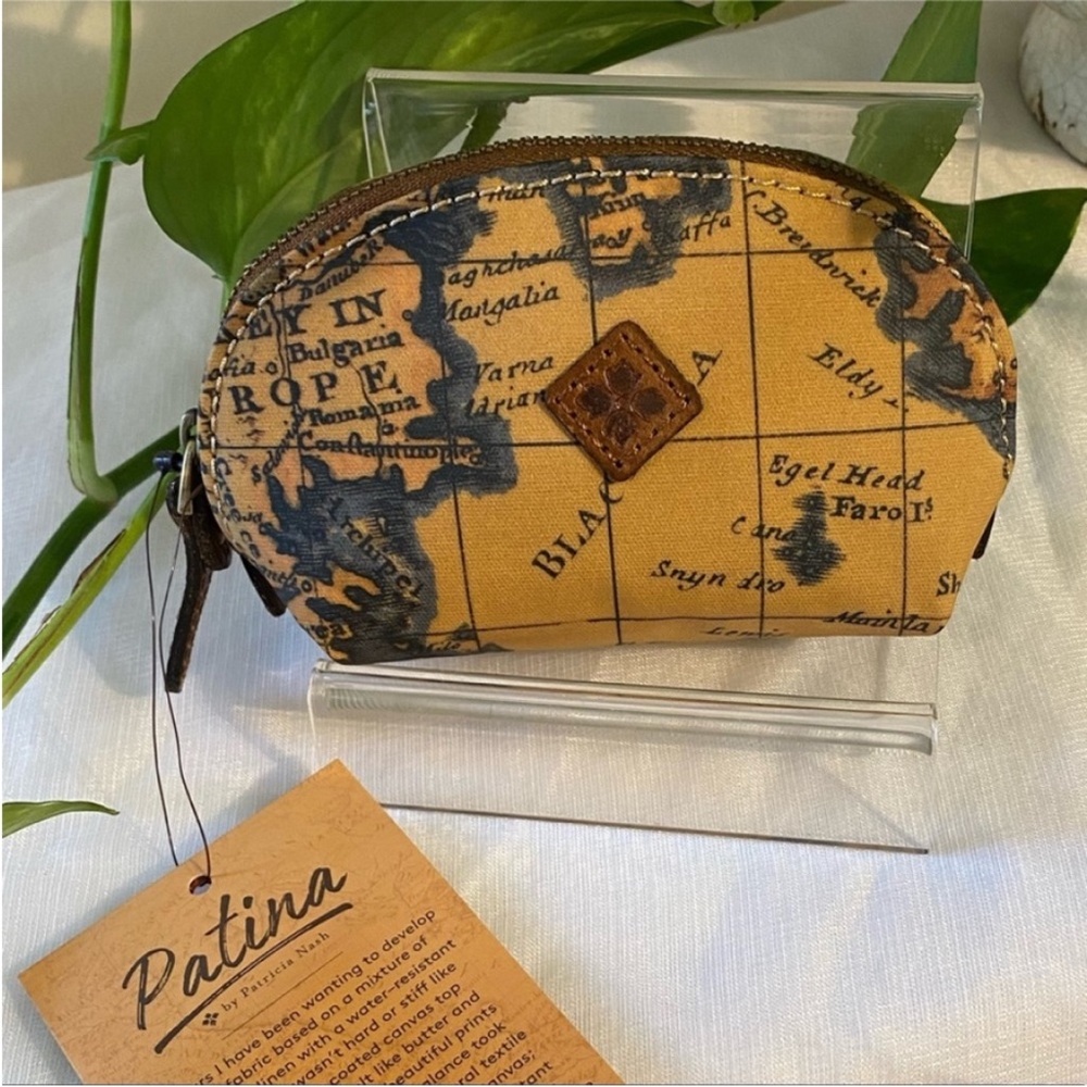 NWT Patricia Nash Patina Mini Cosmetic Case- European Map Print